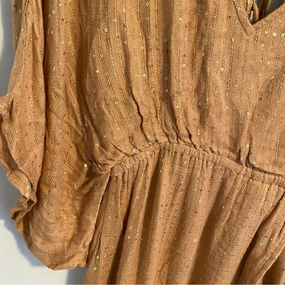 NWT Sundress Bronze Sequin Sexy Maxi Dress XS/S